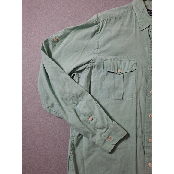 Vintage Polo Ralph Lauren Linen Blend Shirt Men Large Green Seafoam  Roll Tab - Picture 3 of 10